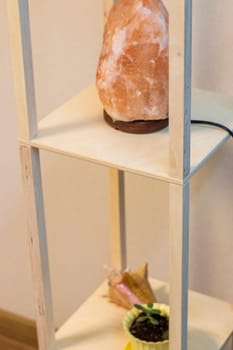 Close up shot of decorative Himalayan Natural Salt Lamp