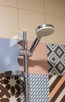 Close up shot of a shower in the modern apartment.