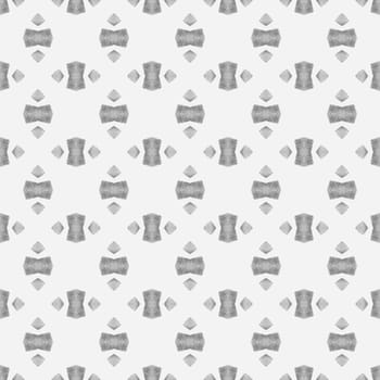 Textile ready outstanding print, swimwear fabric, wallpaper, wrapping. Black and white fair boho chic summer design. Watercolor ikat repeating tile border. Ikat repeating swimwear design.