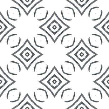 Tiled watercolor background. Black and white powerful boho chic summer design. Hand painted tiled watercolor border. Textile ready likable print, swimwear fabric, wallpaper, wrapping.