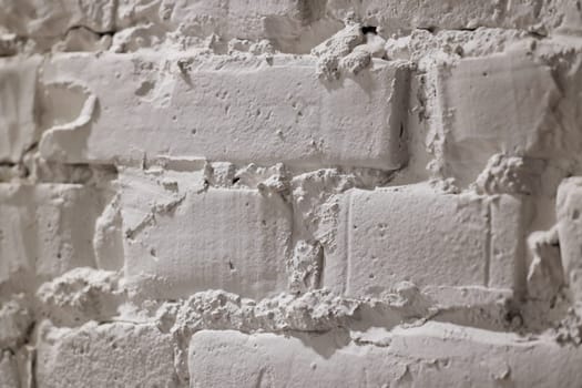 The intricate details of a rustic white brick wall beautifully highlight the unique texture and character present