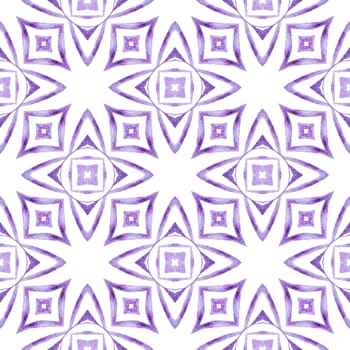 Watercolor summer ethnic border pattern. Purple unique boho chic summer design. Ethnic hand painted pattern. Textile ready grand print, swimwear fabric, wallpaper, wrapping.