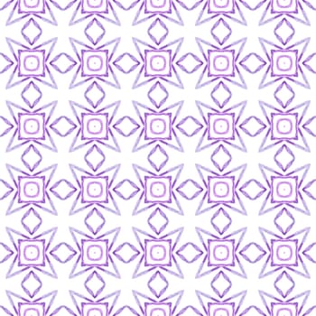 Textile ready excellent print, swimwear fabric, wallpaper, wrapping. Purple extraordinary boho chic summer design. Watercolor summer ethnic border pattern. Ethnic hand painted pattern.