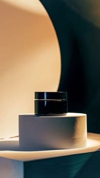 Cosmetic cream in a glass jar. Skin care concept. Background for beauty products