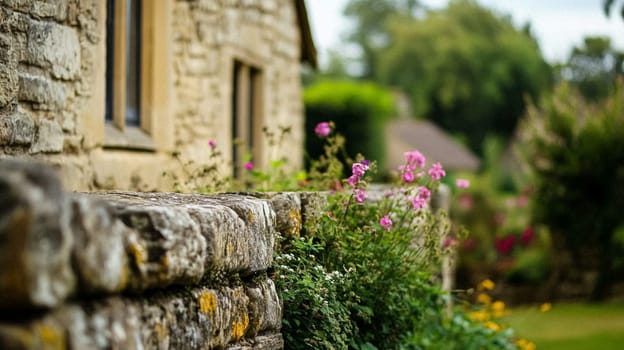 Cotswolds cottage and garden in the English countryside style, modern architecture and design idea