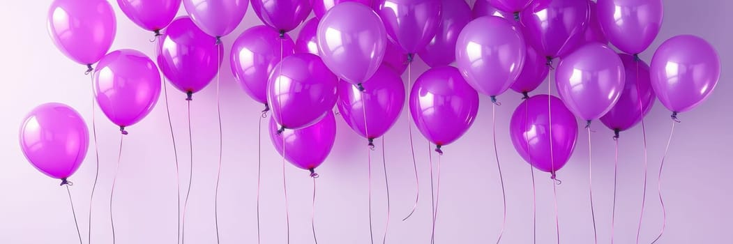 A collection of bright purple balloons floats gracefully against a simple background, evoking a joyful and lively ambiance perfect for celebrations and parties.