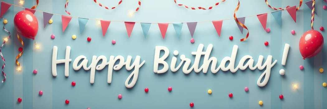Bright decorations featuring balloons, streamers, and a vibrant Happy Birthday message set the tone for a joyful birthday party filled with celebration and excitement.