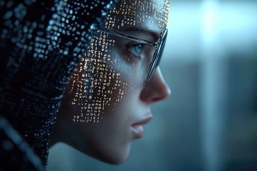 Digital shadow: hacker breaking binary code, incognito in hoodie, expertly navigating depths of cyberspace to expose vulnerabilities, reveal hidden truths within complex world of technology
