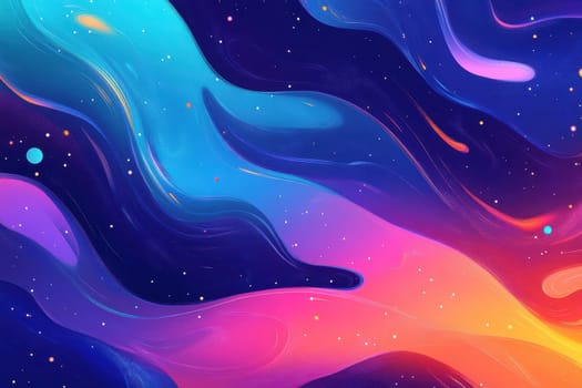 Explore this vibrant abstract cosmic background featuring colorful waves of blue, pink, and orange. Ideal for creative projects, prints, or digital use.