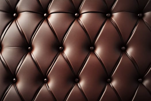 This image showcases an elegant leather upholstery design featuring diamond tufting and decorative buttons, ideal for adding sophistication to any interior space.