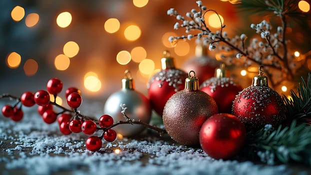 New Year's background with colorful Christmas balls