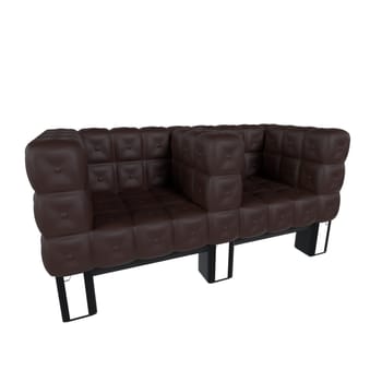 This 3D rendering showcases a modern brown tufted sofa suitable for various interiors.