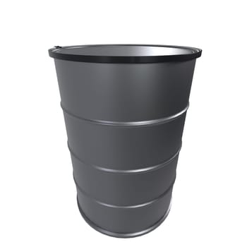The cylindrical metal container is designed with a smooth surface and a wide top, ready for use.