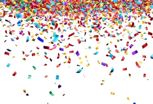 Colorful confetti falling in transparent background - Generative AI