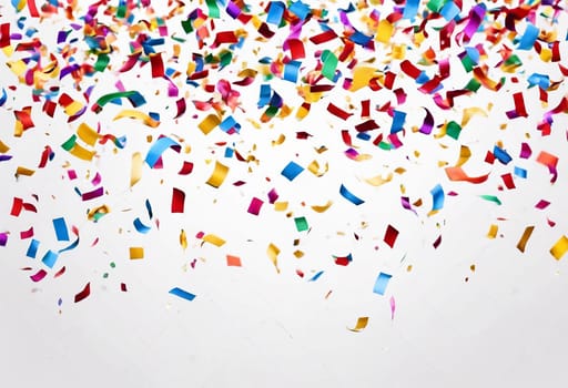 Colorful confetti falling in white background - Generative AI