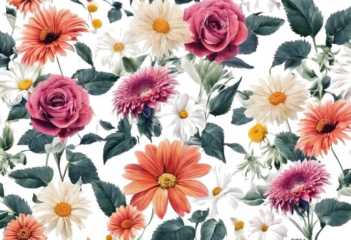 Floral pattern in transparent background - Generative AI