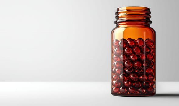 A bottle of pills on a white background. Selective focus.