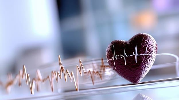 Cardiogram banner: heart graphic, health focus, pulse theme, lifeline pattern, medical representation, cardiac rhythm, heartbeat design, wellness highlight, healthcare awareness, fitness connection