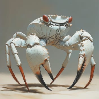 A funny white crab on an abstract background. Selective focus.