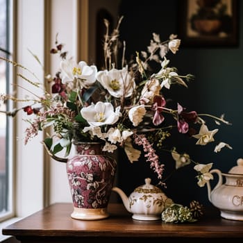 Beautiful bouquet of flowers in a vase. Floral arrangement
