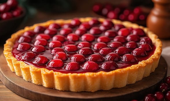 A delicate fruit tart with berry filling. Selective focus.