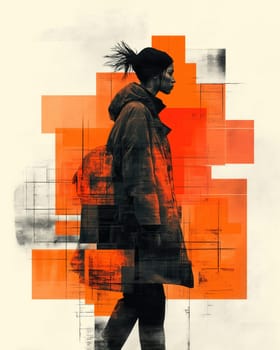 Young woman on abstract background, fashion design. Selective focus.