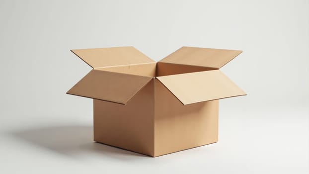 A simple, brown cardboard box stands open, inviting items to be placed inside. The focus is on its empty interior, suggesting a moment of anticipation for packing or storage.