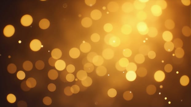 Soft golden orbs of light shimmer and dance against a dark backdrop, surrounded by hints of sparkling effect. This enchanting atmosphere evokes feelings of warmth and celebration.
