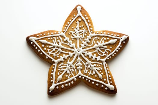 This is a deliciously decorated starshaped gingerbread cookie that is perfect for festive celebrations and gatherings
