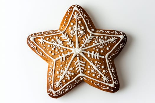 A beautifully iced, starshaped gingerbread cookie that is perfect for holidays and all kinds of celebrations