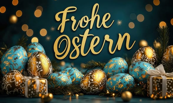 Easter greeting card on a dark background. Selective focus.