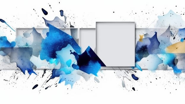 Abstract watercolor artwork mixed with buzzy geometric shapes for background of social media banner generative AI image