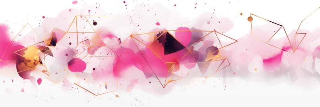 Abstract watercolor artwork mixed with buzzy geometric shapes for background of social media banner generative AI image