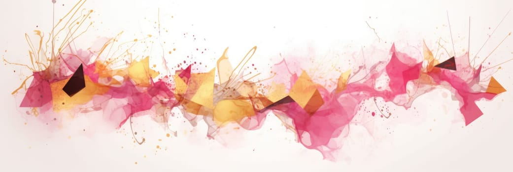 Abstract watercolor artwork mixed with buzzy geometric shapes for background of social media banner generative AI image