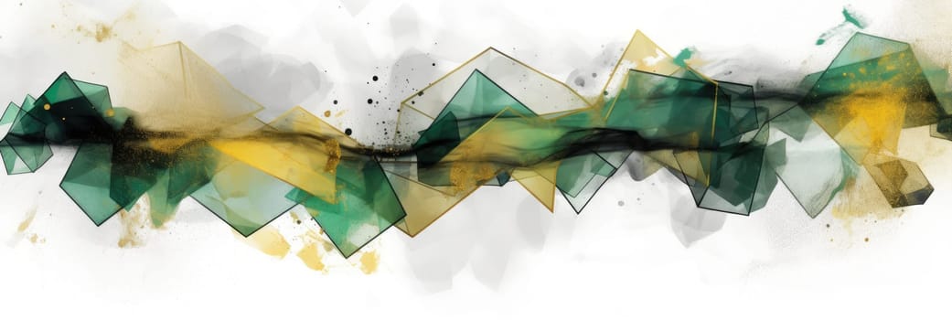 Abstract watercolor artwork mixed with buzzy geometric shapes for background of social media banner generative AI image