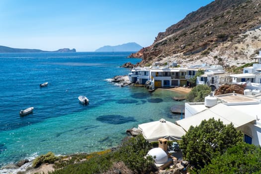 Small fishing village in Milos, Greece