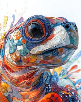 Colorful turtle on white background. Selective focus.
