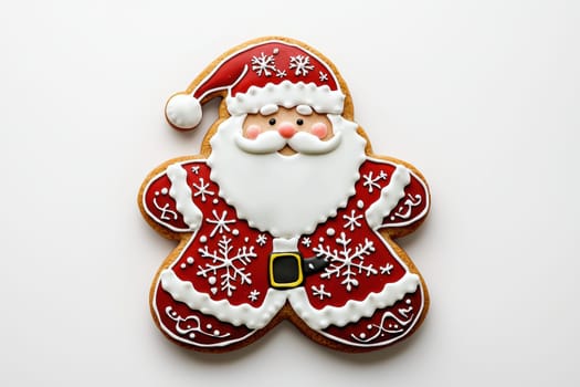 A festively designed Santa gingerbread cookie featuring intricate icing details, perfect for spreading holiday cheer