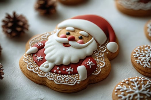 A deliciously decorated gingerbread Santa cookie is the perfect addition to your holiday treats and festivities