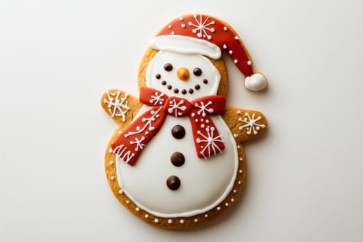 A delightful and charming gingerbread snowman cookie beautifully decorated for the joyful holiday season
