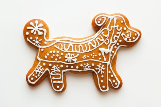 This delightful gingerbread cookie is cleverly shaped like a playful dog, making it ideal for festive gatherings