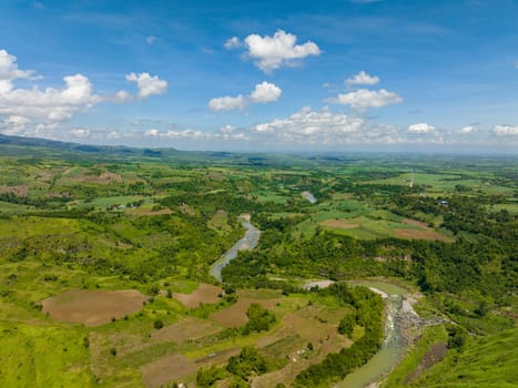 Aerial drone of river in a canyon on the island of Negros. Philippines.