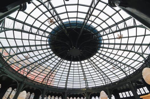 Round transparent ceiling with windows roof of the palace