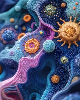 Microscopic view of cells, health and life concept. Selective focus.