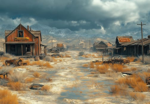 View of an abandoned miners' town. Selective focus.
