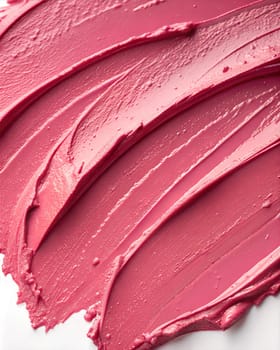 Smear and texture of pink lipstick or acrylic paint on white background. Pink lipstick texture background. Cosmetic product texture background. Ai generated