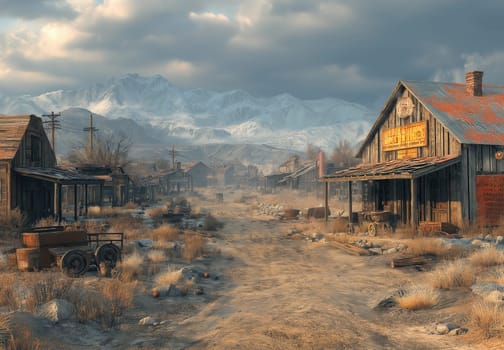 View of an abandoned miners' town. Selective focus.