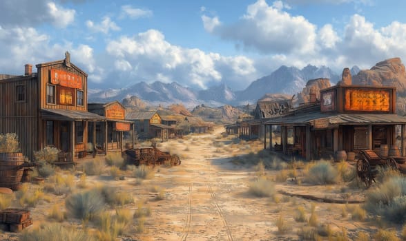 View of an abandoned miners' town. Selective focus.