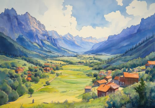 Panoramic view of a majestic valley in the mountains. Selective focus.
