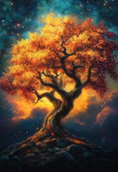 Illustration, majestic Tree of Life. Selective focus.